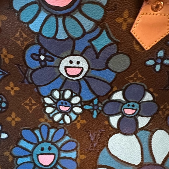 Louis Vuitton Blue Floral Tote Bag  Upcycled and Hand Painted - Picture 12 of 16